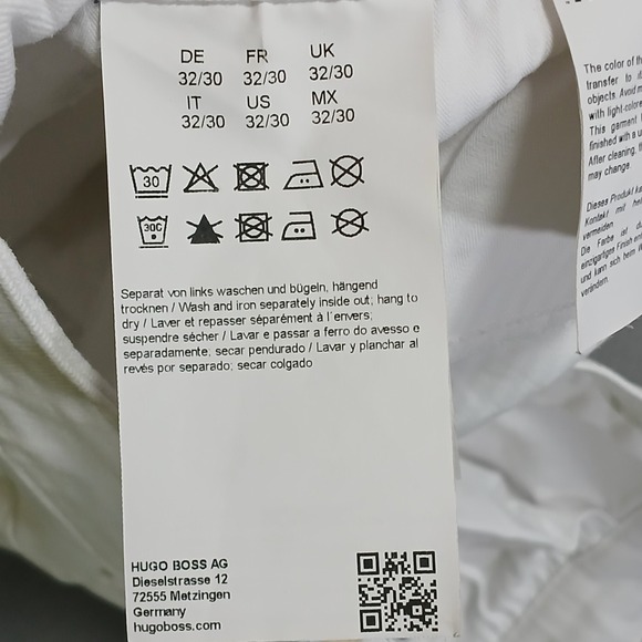 Boss Hugo Boss Men 32x30 White Stretch Cashmere-Touch Slim‎ Fit Candiani Jeans - Picture 14 of 16